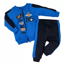 Conjunto De Moletom Bebê Zíper Force 85 Azul