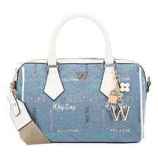 Bolsa Satchel Para Mujer Westies Azul Multicolor Hberidaniwe Color Azul/multicolor