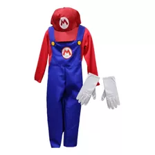 Disfraz Mario Bross Para Niños Con Guantes + Jockey.