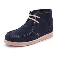 Bota London Style Couro Camurça Solado Crepe E Confortável