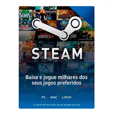 Steam Cartão Pré-pago R$30 Reais Crédito Card - Imediato