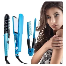 Set De 3 Piezas Plancha Y Rizadora De Cabello Nano Titanium 