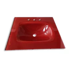Bacha Vanitory Metalgrif Rojo 60 Cm Vidrio Templado 3 Orifi