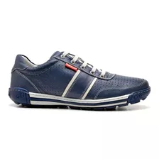 Sapatênis Casual Conforto Couro Azul 3004