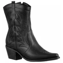 Bota Feminina Texana Bico Fino Cano Curto Confortavel Moda