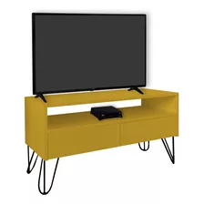 Rack Tv Bancada Pé Hairpin Legs Industrial Amarelo Laca