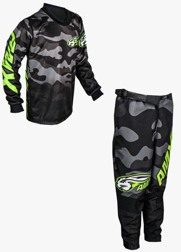 Roupa Infantil Motocross Trilha Calça camisa Amx Prime Cam