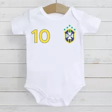 Body Infantil Roupa Bebê Brasil Camisa 10 Seleção Brasileira