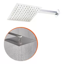 Ducha Chuveiro 20x20 Inox Com Braço 40cm Solar Gás Piscina