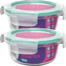 2 Pote De Vidro Hermético Tampa Vasilha Microondas 635ml Cor Transparente