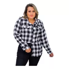 Camisa Xadrez Feminina Manga Longa Plus Size