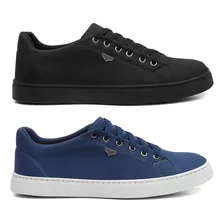 2 Pares Sapatenis Masculino Tenis Casual Cinto + Carteira