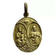 Medalla Oro 18k Escapulario Corazón/carmen #353 Comunión 