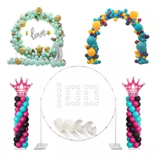 Decojoy Balloon Arch Stand, 7.5ft Large Round Backdrop Frame