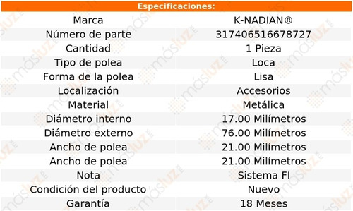 1- Polea Gua Accesorios Loca S6 V10 5.2l 07/11 K-nadian Foto 5