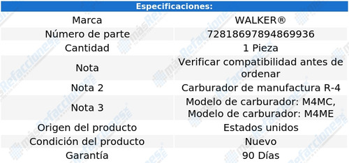 1 Termos Ahogador Carbu Estate Wagon V8 5.7l 77 Al 79 Walker Foto 3