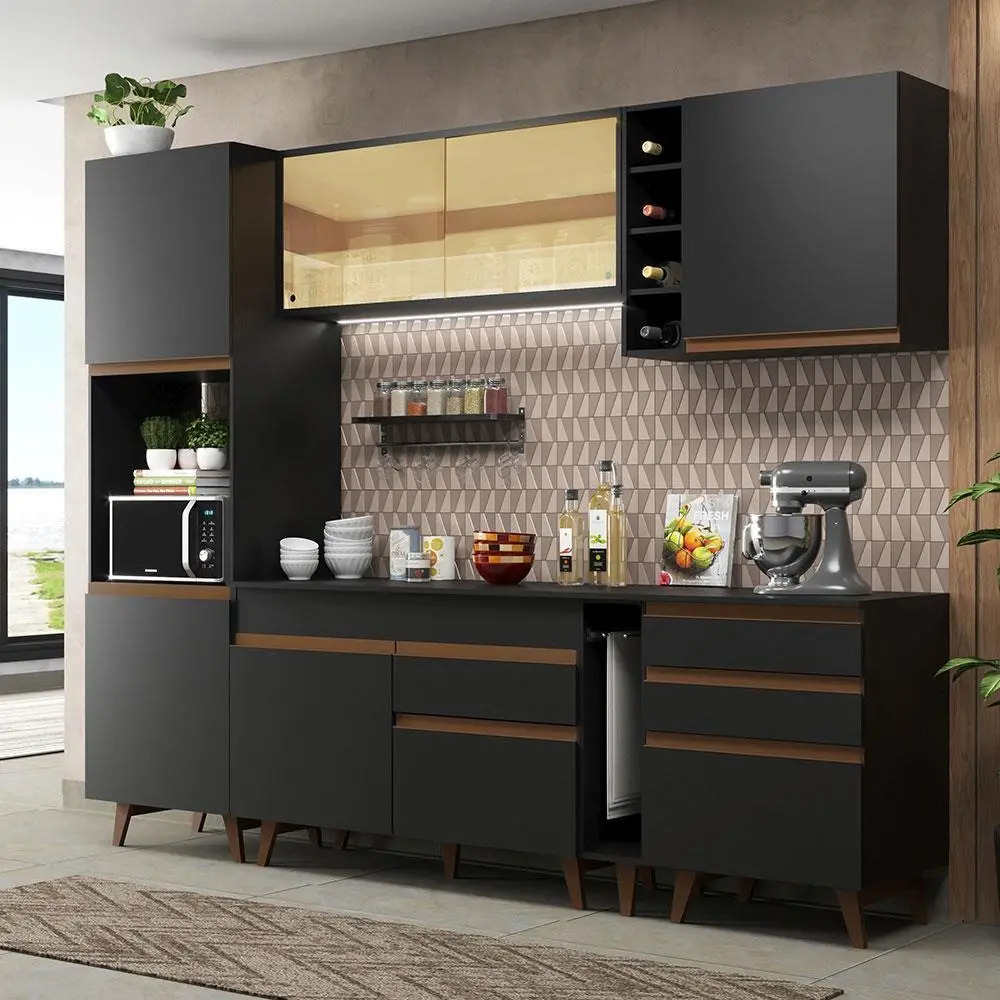 Madesa Reims 260004 - Cocina Completa Con Armario Y Encimera, Color Negro