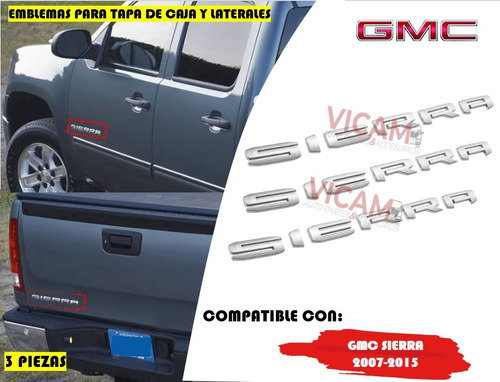 Kit De Emblemas Gmc Sierra 07-15 Calidad Original Foto 2