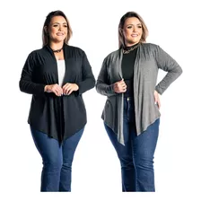 Kit 2 Cardigans Kimono Feminino Plus Size Moda Casaco Blusa