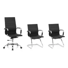 Combo Oficina Sillon Aluminium Alto + 2 Bajo N- Alto Impacto