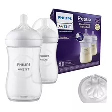 Kit 02 Mamadeiras Pétala 3.0 330ml Com Bico N4 Philips Avent Cor Transparente