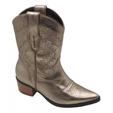 Bota Feminina Vimar Metalizada Dourada 11229