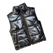 Chaleco Puffer Metalizado Dama Interior Corderito