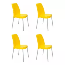 Cadeiras Tramontina Vanda Amarela Com Pernas De Alumínio