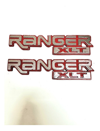 Par Emblemas Laterales Ford Ranger Xlt Rojos 1987-2000  Foto 2