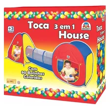 Barraca Toca Infantil Com Tunel House 3 Em 1 C/80 Bolinhas