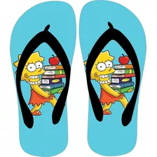 Chinelo Sandalia Personalizada Geek Lisa Simpson Preto