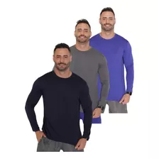 3 Camisetas Uv Dry Masculina Manga Longa Proteção Solar