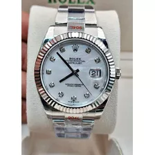 Reloj Rol Datejust Cristales Blanco Nacar Eta Suizo Grabado