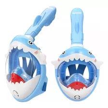 Máscara De Mergulho Snorkel Infantil Xs Azul Tubarão