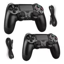 Kit 2 Controles Sem Fio Manete Compatível Ps4 Cor Preto