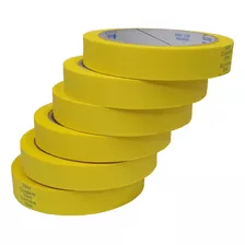 Kit Com 6 Fita Crepe Colorida 18mm X 30m Fitas Adesivas Cor Amarelo