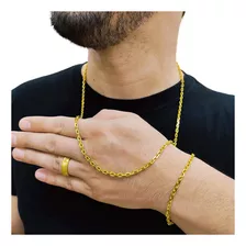 Kit Cordão + Pulseira 100% Moeda Antiga Banhada A Ouro 18k Cor Dourado