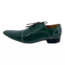 Sapato Masculino Italiano Em Couro Social Verde D780