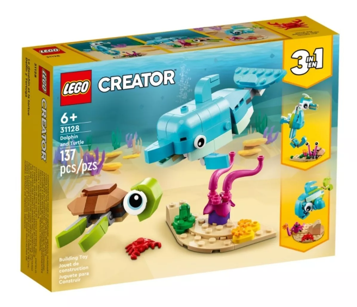 Lego Creator 31128 3 Em 1 Golfinho Tartaruga Cavalo Marinho Quantidade De Peças 137