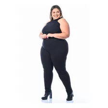 Calça Leging Plus Size Cotton Cós Alto Grosso Kit 2 Peças