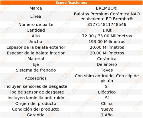 Balatas Cermicas Delanteras Audi S8 2007/2009 Brembo Foto 3