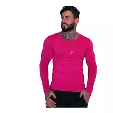 Blusa De Malha Masculina Gola Redonda Manga Longa Justa