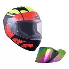 Capacete Smk Stellar Squad Ma234 Verde Vermelho Brinde