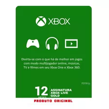 Gift Card Xbox Live Gold Brasil Cartão 12 Meses Envio Flash