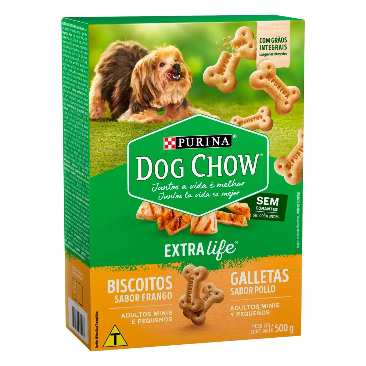 Biscoito Para Cães Adultos Raças Minis E Pequenas Frango Purina Dog Chow Extra Life Caixa 500g