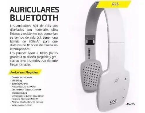 Auricular Bluetooth Headset G53 Ag h15 Celular Tablet 1.399 en