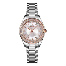 Relógio Elegante De Quartzo Com Diamante Inoxidável Skmei