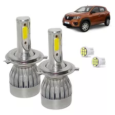 Kit Lâmpada Super Led Kwid 2017 A 2020 Farol Alto E Baixo H4