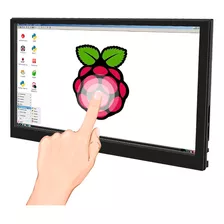 Monitor Portátil Touch Screen Raspberry Pi 1024x600p Tela Ips 7'' Polegadas Com Suporte Aida64 Estojo De Couro