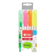 Resaltadores Filgo Fluo Neon X4u Fine Lighter Biselada